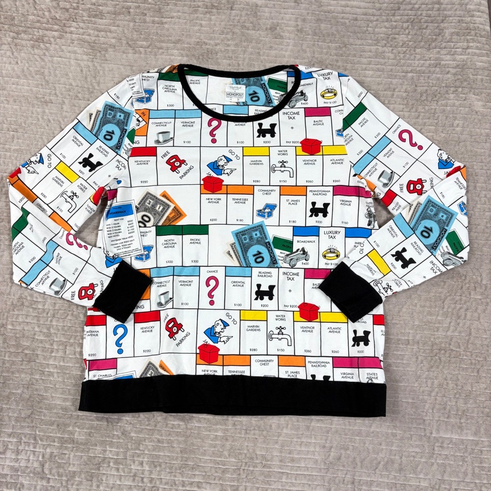 BedHead Pajamas x Monopoly Organic Cotton Long Sleeve Top White Multi Size M